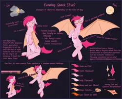 Size: 3100x2500 | Tagged: safe, artist:aterhut, derpibooru import, oc, oc:evening spark, unofficial characters only, bat pony, pony, bat pony oc, bat wings, cutie mark, female, high res, image, mare, png, reference, reference sheet, solo, wings
