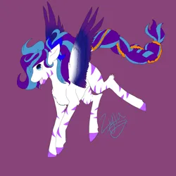 Size: 5800x5800 | Tagged: safe, artist:florarena-kitasatina/dragonborne fox, derpibooru import, oc, oc:zyla, unofficial characters only, pegasus, zebra, braid, colored wings, image, multicolored wings, png, request, simple background, spread wings, wings