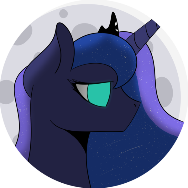 Size: 1000x1000 | Tagged: safe, artist:eborn, derpibooru import, princess luna, alicorn, pony, bust, crown, female, g4, glow, glowing eyes, image, jewelry, moon, png, regalia, shooting star, solo, solo female