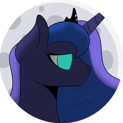 Size: 1000x1000 | Tagged: safe, artist:eborn, derpibooru import, princess luna, alicorn, pony, bust, crown, female, g4, glow, glowing eyes, image, jewelry, moon, png, regalia, shooting star, solo, solo female