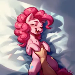 Size: 916x917 | Tagged: suggestive, ai content, derpibooru import, machine learning generated, pinkie pie, earth pony, human, pony, bellyrubs, disembodied hand, hand, human on pony action, image, interspecies, png, tickling, ticklish tummy