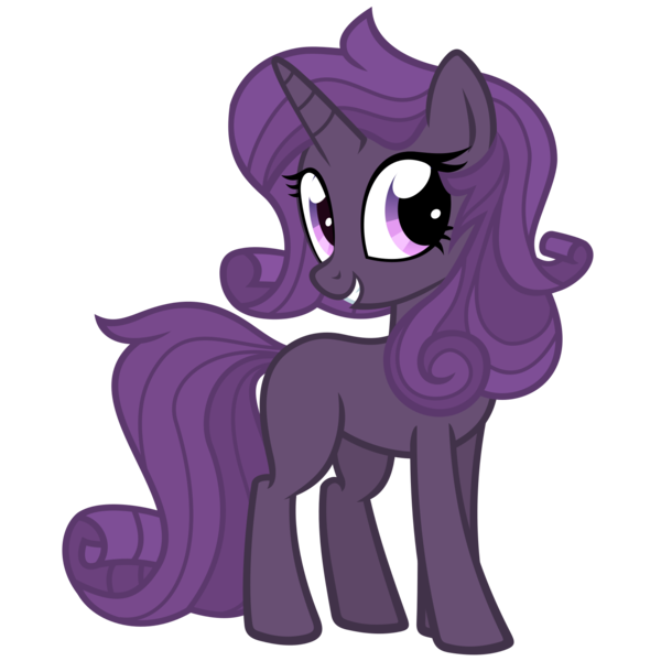 Size: 1501x1501 | Tagged: safe, artist:the smiling pony, derpibooru import, oc, oc:midnight (chicory), unofficial characters only, pony, unicorn, derpibooru community collaboration, .svg available, 2024 community collab, blank flank, image, looking at you, png, simple background, smiling, solo, transparent background, vector