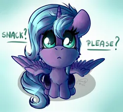 Size: 2312x2096 | Tagged: safe, artist:julunis14, derpibooru import, princess luna, alicorn, pony, bronybait, cute, daaaaaaaaaaaw, female, filly, foal, g4, high res, image, jpeg, looking at you, looking up, looking up at you, lunabetes, puppy dog eyes, solo, spread wings, talking to viewer, wings, woona, younger