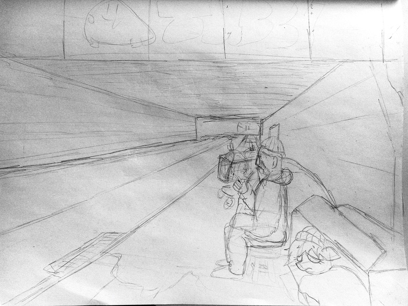 Size: 4160x3120 | Tagged: grimdark, artist:dhm, derpibooru import, rainbow dash, oc, oc:anon, pony, box, cardboard box, cigarette, cold, depressing, graffiti, homeless, image, jpeg, monochrome, sad, sewer, sidewalk, sketch, sleeping, tent, traditional art, underpass, wip