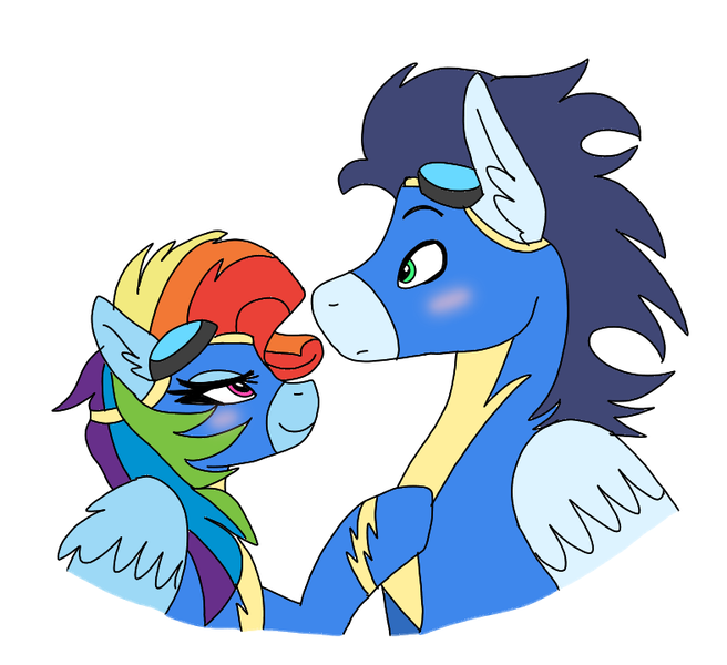 Size: 787x720 | Tagged: safe, artist:dasher666, artist:kikirdcz, derpibooru import, edit, rainbow dash, soarin', pegasus, pony, clothes, female, image, male, png, rainbow fash, shipping, soarindash, straight, uniform, wonderbolts, wonderbolts uniform