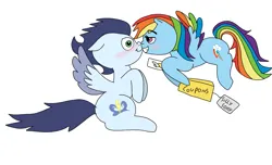 Size: 1183x720 | Tagged: safe, artist:dasher666, artist:miyathegoldenflower, derpibooru import, edit, rainbow dash, soarin', pegasus, pony, blushing, female, image, male, png, shipping, soarindash, straight