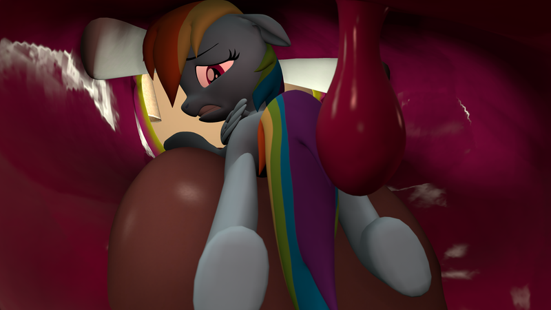 Size: 3840x2160 | Tagged: suggestive, artist:~stuffguy123, derpibooru import, rainbow dash, spitfire, pegasus, pony, 3d, butt, do not want, female, g4, high res, hooves, image, imminent vore, looking back, mawplay, plot, png, preydash, size difference, source filmmaker, spitpred, unwilling prey, uvula, vore