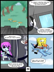 Size: 6000x8000 | Tagged: safe, artist:chedx, derpibooru import, rainbow dash, pegasus, comic:learning with pibby glitch battles, fanfic, bugs bunny, comic, commission, community related, crossover, image, multiverse, pibby, png, spongebob squarepants