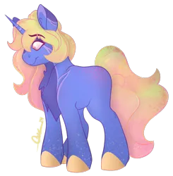 Size: 2305x2350 | Tagged: safe, artist:trashpanda czar, derpibooru import, oc, oc:proxima majora, unofficial characters only, pony, unicorn, body markings, female, glowing mane, hair bun, image, long tail, mare, png, simple background, tail, transparent background, wavy mane, wavy tail