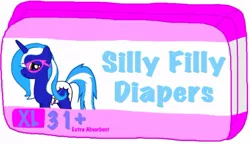 Size: 694x399 | Tagged: safe, ponerpics import, oc, unicorn, diaper, diaper fetish, diaper package, fetish, image, jpeg, solo