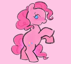 Size: 762x688 | Tagged: safe, artist:shgrcube, artist:shugrcube, derpibooru import, pinkie pie, earth pony, pony, female, image, mare, pink background, png, rearing, simple background, solo