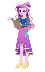 Size: 1280x2048 | Tagged: safe, artist:jack-pie, derpibooru import, princess cadance, human, equestria girls, 2d, ankles, clipboard, clothes, dean cadance, eyeshadow, female, g4, hairclip, high heels, image, lipstick, makeup, png, shoes, simple background, smiling, solo, transparent background