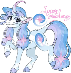 Size: 1600x1651 | Tagged: safe, artist:mrufka69, derpibooru import, oc, oc:loony starflares, pony, unicorn, cloven hooves, curved horn, female, horn, image, mare, png, simple background, solo, transparent background