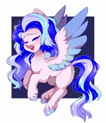 Size: 2136x2472 | Tagged: safe, artist:cheekipone, ponerpics import, oc, unofficial characters only, pegasus, pony, comet, ethereal mane, eyes closed, female, image, jpeg, mare, open smile, pegasus oc, simple background, solo, spread wings, starry mane, stars, teeth, unshorn fetlocks, wings