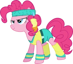 Size: 3400x3000 | Tagged: safe, artist:cloudy glow, derpibooru import, pinkie pie, earth pony, .ai available, female, g4, image, png, simple background, smiling, solo, transparent background, vector, workout outfit
