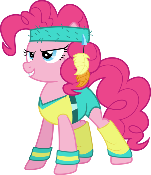 Size: 3000x3475 | Tagged: safe, artist:cloudy glow, derpibooru import, pinkie pie, earth pony, pony, .ai available, female, g4, image, png, simple background, smiling, solo, transparent background, vector, workout outfit