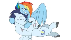 Size: 1264x720 | Tagged: safe, artist:dasher666, artist:pimpartist101, derpibooru import, edit, rainbow dash, soarin', pegasus, pony, crying, female, image, injured, male, png, shipping, soarindash, straight