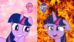 Size: 2000x1125 | Tagged: safe, derpibooru import, twilight sparkle, twilight sparkle (alicorn), alicorn, unicorn, season 1, season 9, spoiler:s09, crying, g4, grin, image, jpeg, smiling, smuglight sparkle, unicorn twilight