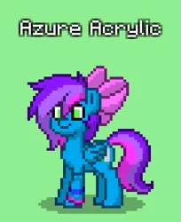 Size: 264x324 | Tagged: safe, derpibooru import, oc, oc:azure acrylic, unofficial characters only, pegasus, pony, pony town, bow, green background, hair bow, image, pegasus oc, png, simple background, solo, wings
