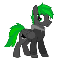 Size: 1501x1501 | Tagged: safe, artist:the smiling pony, derpibooru import, oc, oc:bytewave, unofficial characters only, pegasus, pony, .svg available, clothes, hoodie, image, looking at you, png, simple background, smiling, solo, transparent background, vector