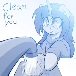 Size: 4560x4560 | Tagged: safe, artist:czu, derpibooru import, oc, oc:logical leap, unofficial characters only, pony, unicorn, brain, c:, clothes, derpibooru exclusive, faucet, glasses, image, literal brainwashing, organs, png, scar, sink, smiling, sweater