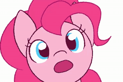 Size: 600x400 | Tagged: safe, alternate version, artist:another_pony, derpibooru import, pinkie pie, earth pony, :o, animated, cute, diapinkes, gif, image, offscreen character, open mouth, pov, simple background, solo, white background