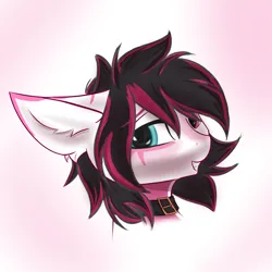 Size: 3000x3000 | Tagged: safe, artist:gooseshit, derpibooru import, oc, oc:lunylin, pegasus, pony, bust, collar, ear fluff, heterochromia, image, png, portrait, solo, two toned mane