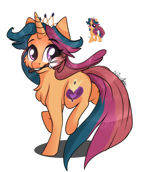 Size: 2178x2598 | Tagged: safe, artist:krissstudios, derpibooru import, oc, oc:paola, pony, unicorn, female, image, jewelry, mare, mouth hold, paintbrush, png, simple background, solo, tiara, transparent background