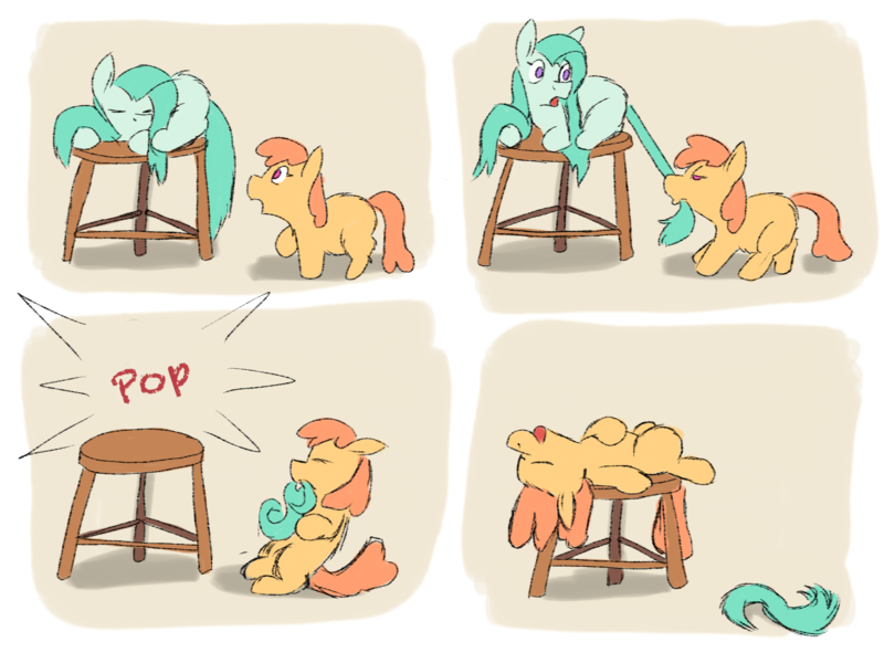 Size: 2048x1536 | Tagged: safe, artist:fluffsplosion, derpibooru import, fluffy pony, behaving like a cat, comic, image, png, pop, pulling, sleeping, stool, tail, tail pull, weirdbox