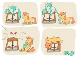 Size: 2048x1536 | Tagged: safe, artist:fluffsplosion, derpibooru import, fluffy pony, behaving like a cat, comic, image, png, pop, pulling, sleeping, stool, tail, tail pull, weirdbox