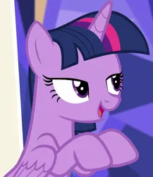 Size: 916x1056 | Tagged: safe, derpibooru import, screencap, twilight sparkle, twilight sparkle (alicorn), alicorn, pony, equestria girls, equestria girls series, spring breakdown, spoiler:eqg series (season 2), cropped, female, friendship throne, g4, image, lidded eyes, mare, open mouth, png, smiling, solo