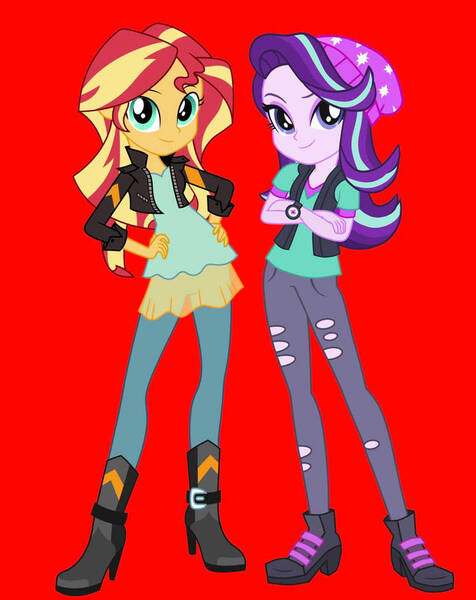 Size: 749x944 | Tagged: safe, artist:josephpatrickbrennan, derpibooru import, starlight glimmer, sunset shimmer, equestria girls, duo, image, jpeg