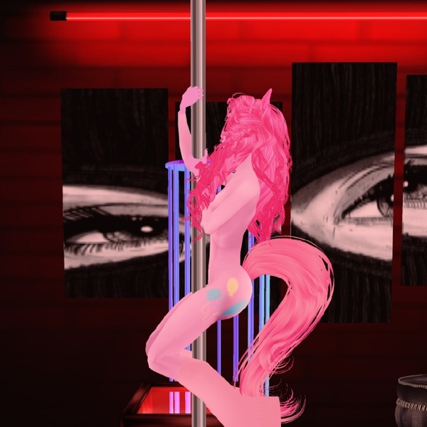 Size: 1024x1024 | Tagged: questionable, artist:princessoflovepinkyt, derpibooru import, pinkie pie, image, imvu, jpeg, pole dancing, stripper pole