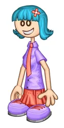 Size: 1080x2160 | Tagged: safe, artist:brokenadam, derpibooru import, coco pommel, human, equestria girls, blue hair, clothes, hairpin, humanized, image, light skin, necktie, papa louie pals, png, purple shirt, red skirt, shoes