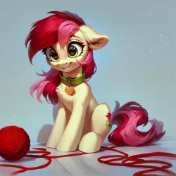 Size: 4096x4096 | Tagged: safe, ai content, derpibooru import, machine learning generated, prompter:doom9454, stable diffusion, roseluck, pony, behaving like a cat, chest fluff, collar, cute, fluffy, generator:purplesmart.ai, image, jpeg, pet tag, pony pet, rosepet, sitting, yarn, yarn ball