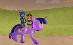 Size: 1920x1200 | Tagged: safe, artist:puzzlshield2, derpibooru import, twilight sparkle, pony, unicorn, sweet and elite, 3d, crossover, dancing, image, meggy spletzer (smg4), mmd, png, recreation, scene interpretation, smg4, super mario 64, super mario bros., tari (smg4), unicorn twilight