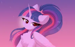 Size: 2048x1280 | Tagged: safe, artist:kebchach, derpibooru import, twilight sparkle, twilight sparkle (alicorn), alicorn, pony, chest fluff, colored eyebrows, cute, ear fluff, eyebrows, female, folded wings, g4, gradient background, heart, heart eyes, horn, image, jpeg, looking at you, mare, smiling, smiling at you, solo, sparkles, twiabetes, wingding eyes, wings