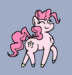 Size: 347x360 | Tagged: safe, artist:blex, derpibooru import, pinkie pie, earth pony, pony, black outlines, chest fluff, colored, colored hooves, drawpile, eyes closed, image, png, ponk, simple background, smiling, solo, trotting, walking