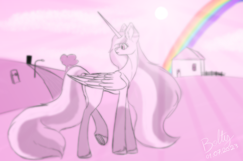 Size: 7662x5080 | Tagged: safe, artist:lightning bolty, derpibooru import, oc, oc:lightning bolty, unofficial characters only, alicorn, pony, alicorn oc, blurry, butt, cloud, concave belly, dream, dreamcore, dreamcore hills house, eyelashes, fance, female, folded wings, frog (hoof), horn, house, image, large wings, long horn, long legs, long mane, long tail, mare, mountain, nostalgia, plot, png, pole, rainbow, refrigerator, river, slender, solo, sternocleidomastoid, sun, tail, tail maw, tailmouth, tall, thin, tree, underhoof, unshorn fetlocks, water, wings