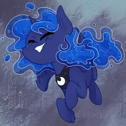 Size: 1800x1800 | Tagged: safe, artist:midnightpremiere, derpibooru import, princess luna, alicorn, pony, abstract background, cute, eyes closed, female, grin, image, jpeg, lunabetes, mare, smiling, solo