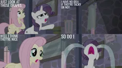 Size: 2000x1123 | Tagged: safe, derpibooru import, edit, edited screencap, editor:quoterific, screencap, fluttershy, rarity, the cutie map, crying, equal cutie mark, image, jpeg, ocular gushers, our town