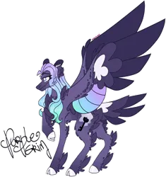 Size: 1280x1363 | Tagged: safe, artist:mrufka69, derpibooru import, oc, oc:purple grim, pegasus, pony, cloven hooves, feathered fetlocks, female, image, mare, png, simple background, solo, tail, tail feathers, transparent background