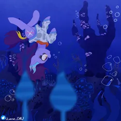 Size: 5000x5000 | Tagged: safe, artist:juniverse, derpibooru import, oc, oc:juniverse, unofficial characters only, earth pony, pony, bubble, colored, coral, cute, exploring, female, image, ocean, png, reef, solo, space pony, subnautica, surprised, swimming, underwater, water