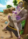 Size: 2800x3840 | Tagged: explicit, artist:hooves-art, derpibooru import, princess flurry heart, alicorn, anthro, earth pony, plantigrade anthro, 3d, 4k, anklet, balls, beach, bikini, blender, breasts, busty princess flurry heart, clothes, commission, curvy, duo, erect nipples, erection, female, flip-flops, foreskin, grinding, guardflurry, helmet, high res, hourglass figure, human penis, image, jewelry, male, male nipples, muscles, nipple outline, nipples, nudity, older, older flurry heart, open mouth, open smile, penis, png, princess slutty-heart, royal guard, sandals, ship:guardflurry, shipping, size difference, smiling, sunglasses, swimsuit, vulva
