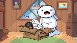 Size: 1366x768 | Tagged: safe, artist:theodd1sout, derpibooru import, rarity, human, pony, unicorn, animated at source, animation before computers (theodd1sout), barely pony related, bicycle, box, image, james (theodd1sout), looking at you, obligatory pony, png, solo, video at source, youtube, youtube link