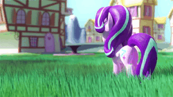 Size: 1920x1080 | Tagged: suggestive, artist:vandercat, derpibooru import, starlight glimmer, pony, 3d, animated, blender, blender cycles, butt shake, featureless crotch, female, image, looking at you, looking back, looking back at you, looking up, mare, rear view, smiling, solo, webm