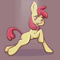 Size: 2048x2048 | Tagged: safe, artist:selkie_bug, derpibooru import, apple bloom, earth pony, pony, brown background, female, filly, foal, image, jpeg, simple background, solo