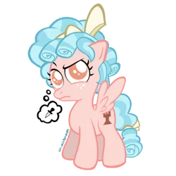 Size: 1000x1000 | Tagged: safe, artist:sir-mister-man, derpibooru import, cozy glow, pegasus, pony, female, filly, foal, image, knife, png, simple background, solo, thought bubble, transparent background