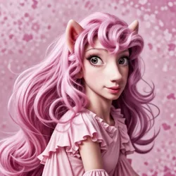 Size: 1024x1024 | Tagged: safe, ai content, derpibooru import, generator:krea ai, machine learning generated, anthro, earth pony, human, abomination, cursed image, human facial structure, humanized, image, machine learning abomination, mutant, not pinkie pie, pink hair, pink mane, png, pony ears, solo, why the long face