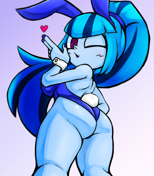 Size: 1157x1323 | Tagged: suggestive, artist:kyouman1010, derpibooru import, sonata dusk, human, equestria girls, g4, ass, breasts, bunny ears, bunny suit, busty sonata dusk, butt, clothes, female, heart, image, jpeg, leotard, one eye closed, solo, solo female, sonata donk, wink